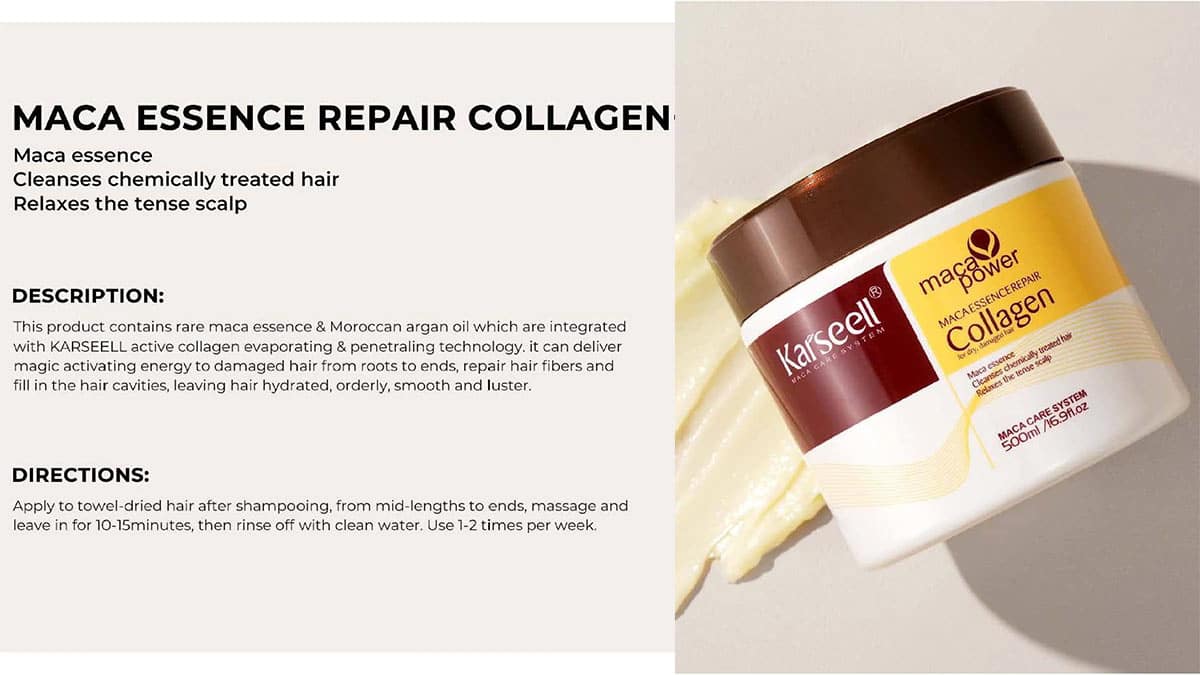 معجون ماکا و کلاژن برای احیای موهای سوخته و وز